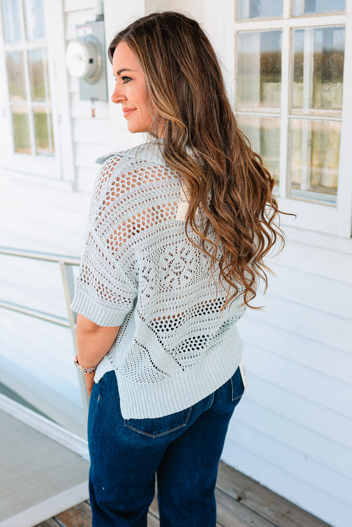 Renley Crochet Polo Top