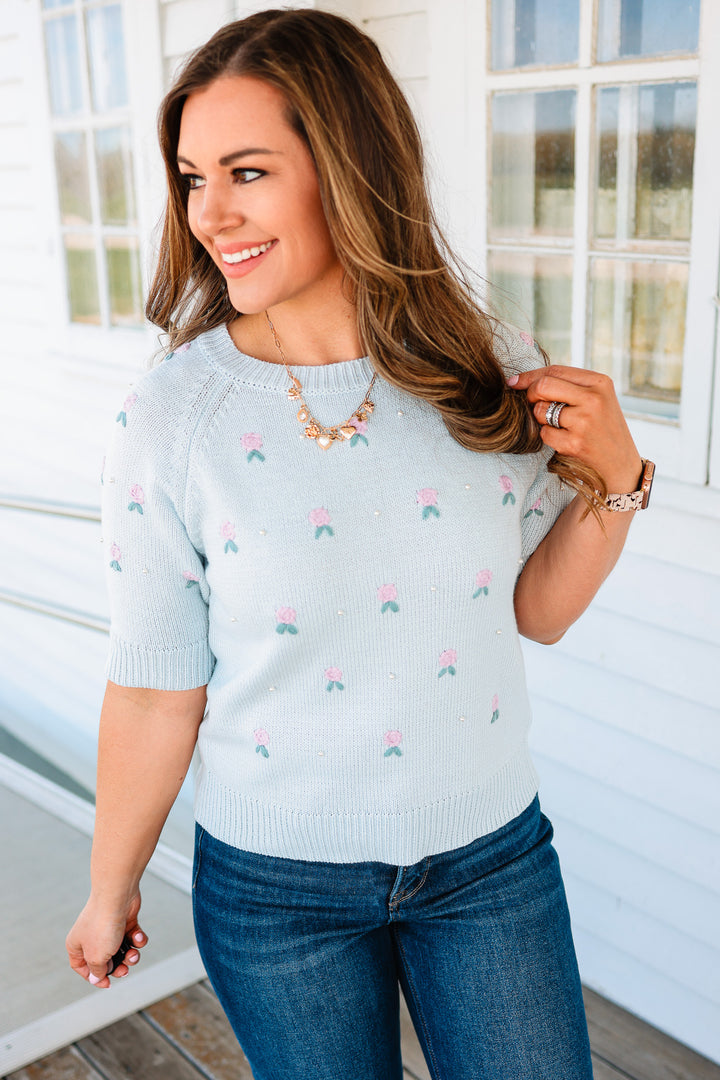 Floral and Pearl Sweater
