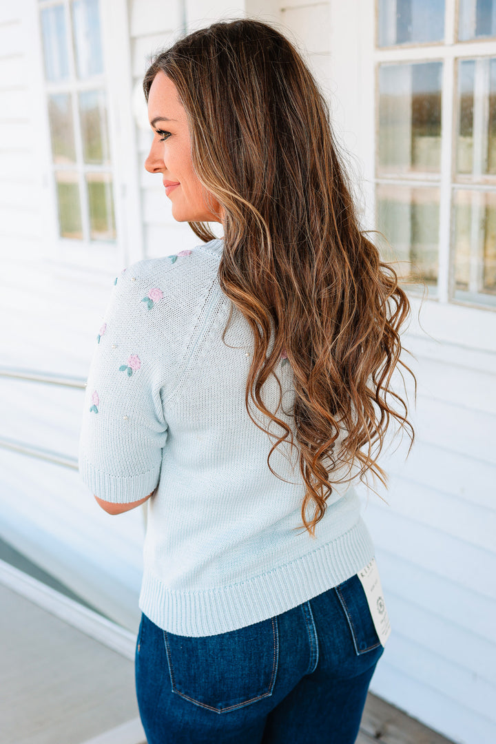 Floral and Pearl Sweater