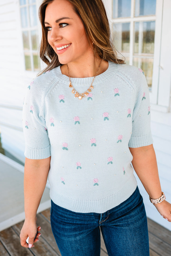 Floral and Pearl Sweater