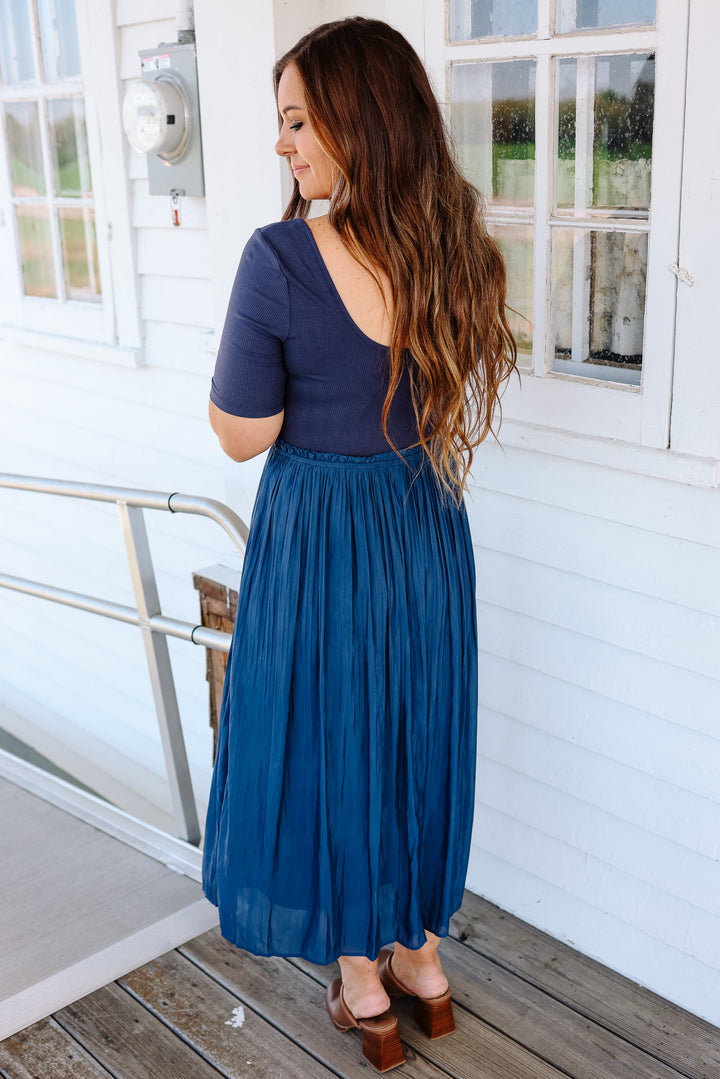 Capri Pleated Dress - Blueberry