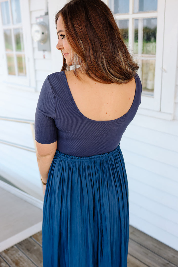 Capri Pleated Dress - Blueberry
