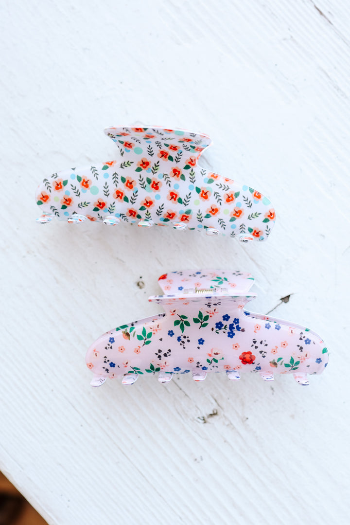 Large Flower Hair Claw Clips Set