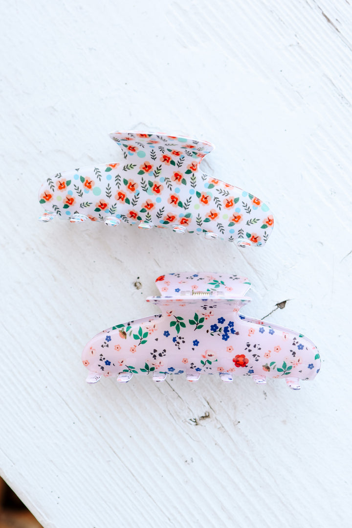 Large Flower Hair Claw Clips Set