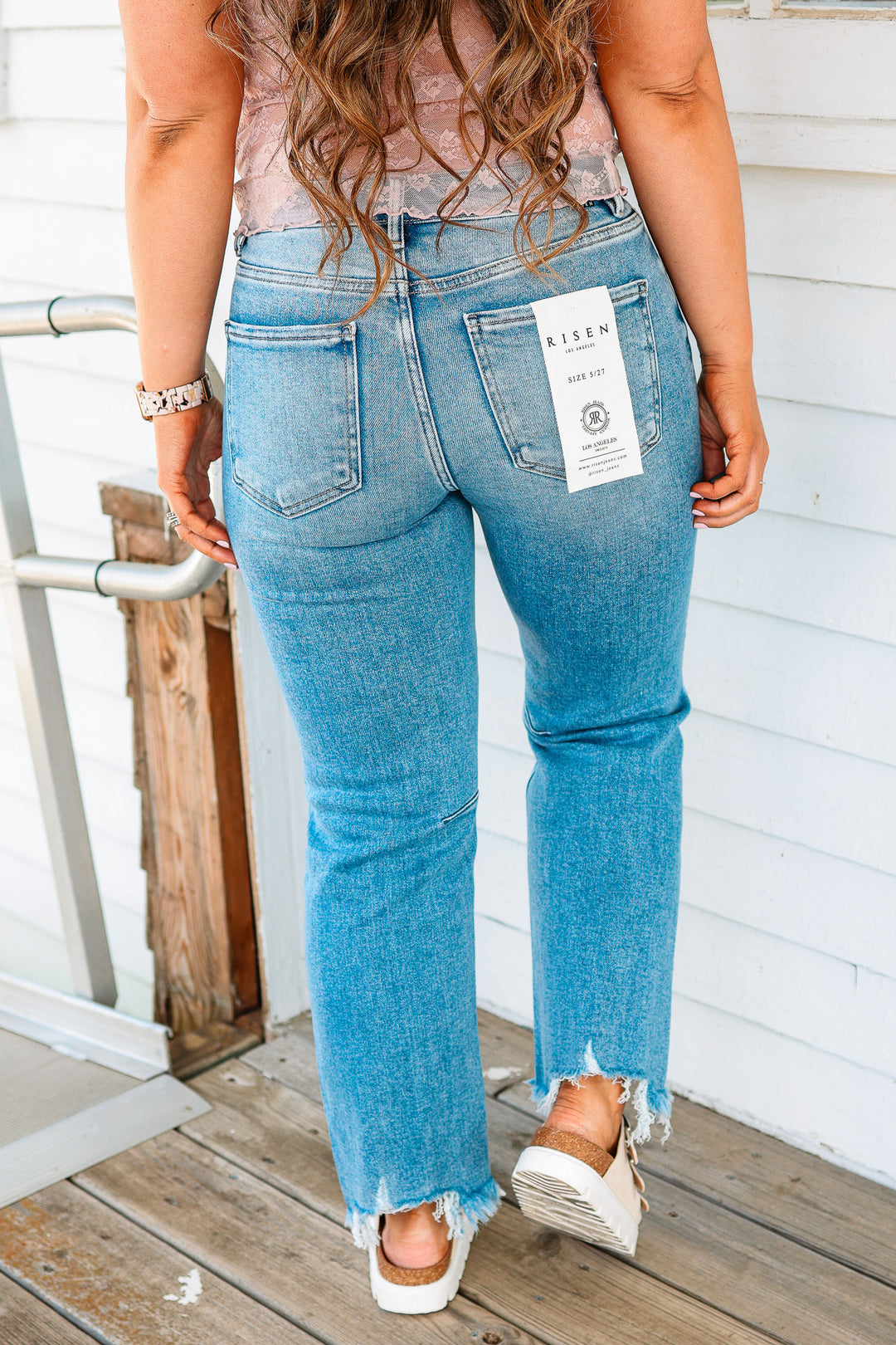 RISEN: MACI HIGH RISE CROP STRAIGHT JEANS - MEDIUM
