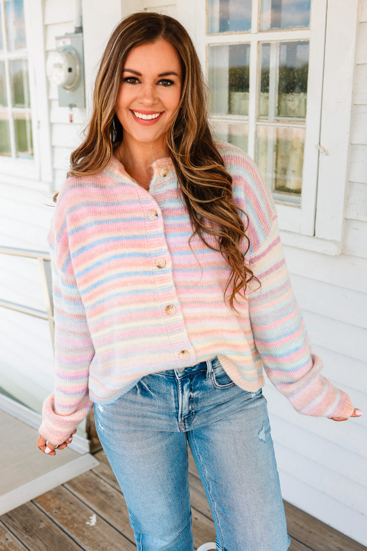 Tate Rainbow Button Up Cardigan