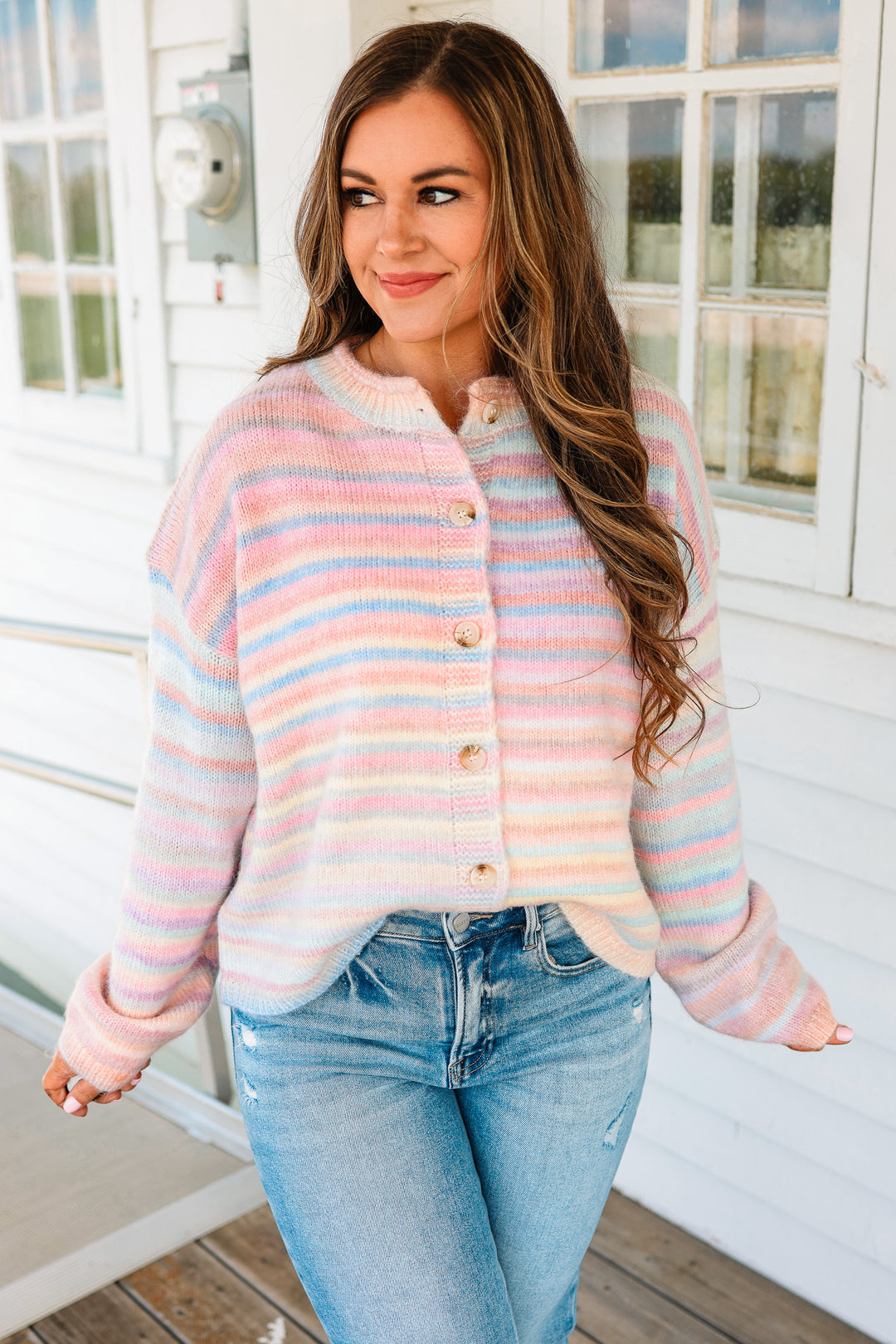 Tate Rainbow Button Up Cardigan