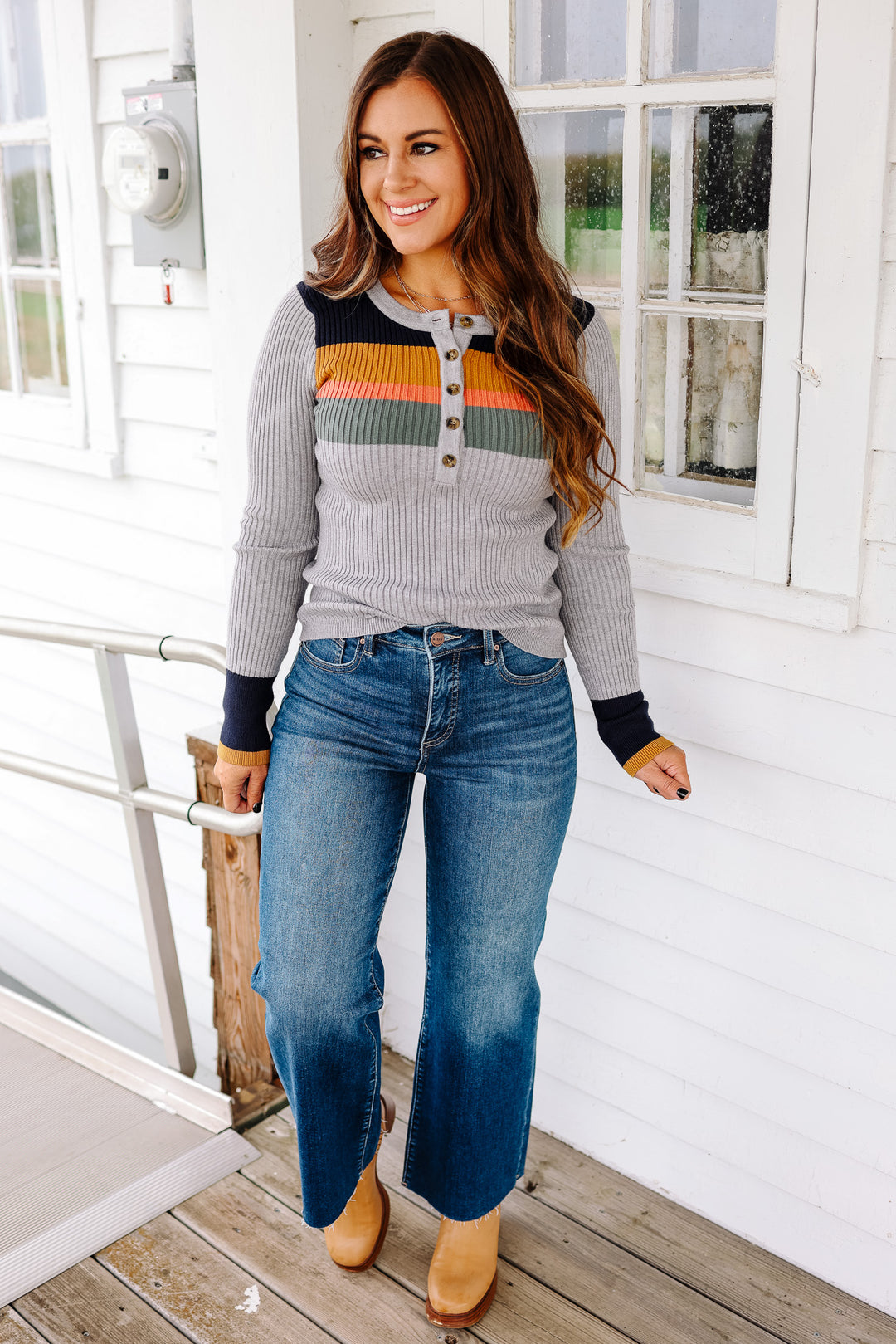 RISEN: Dane Tummy Control Wide Crop Dark Wash Jeans