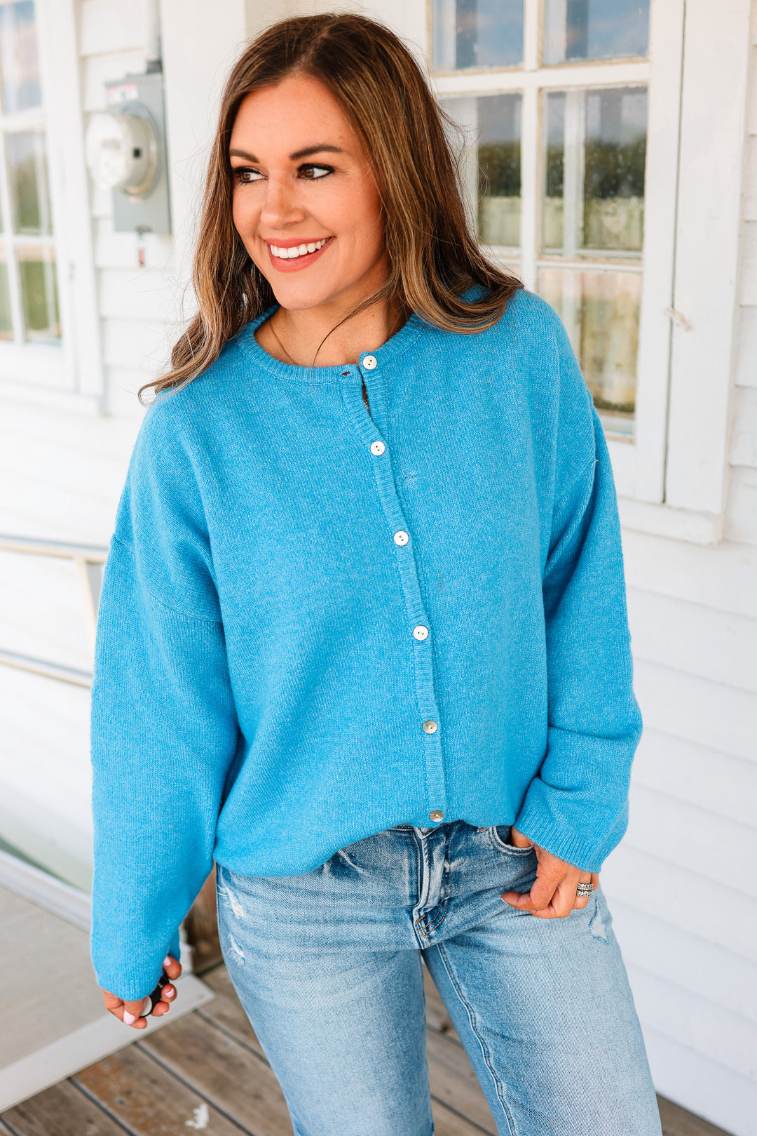 Sadie Sweater Cardigan - Blue