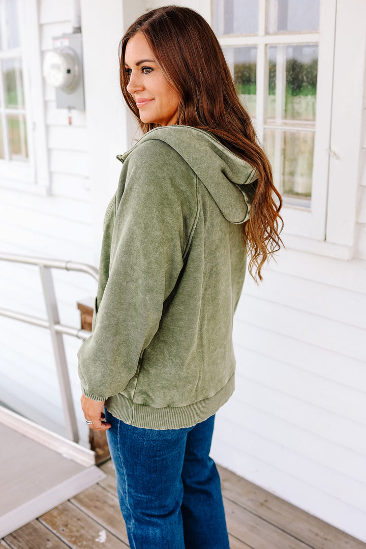 Itzel Acid Wash Hoodie - Light Olive