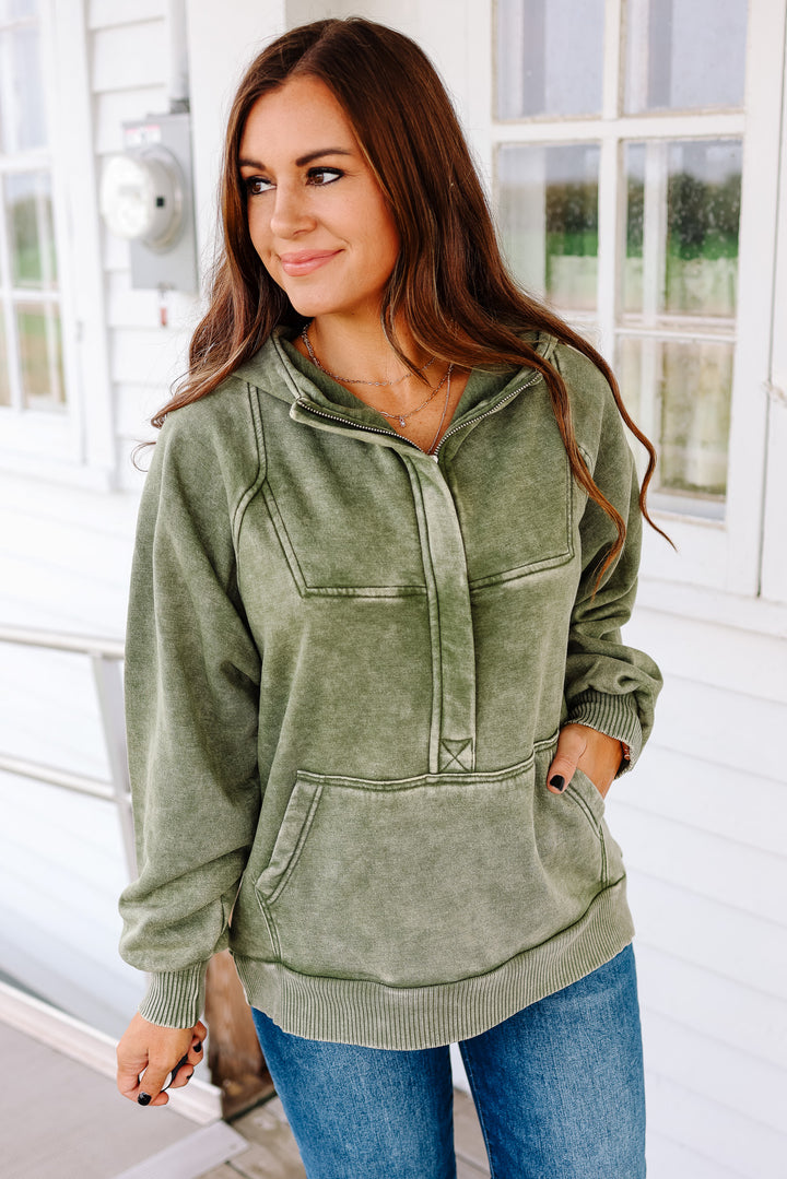 Itzel Acid Wash Hoodie - Light Olive