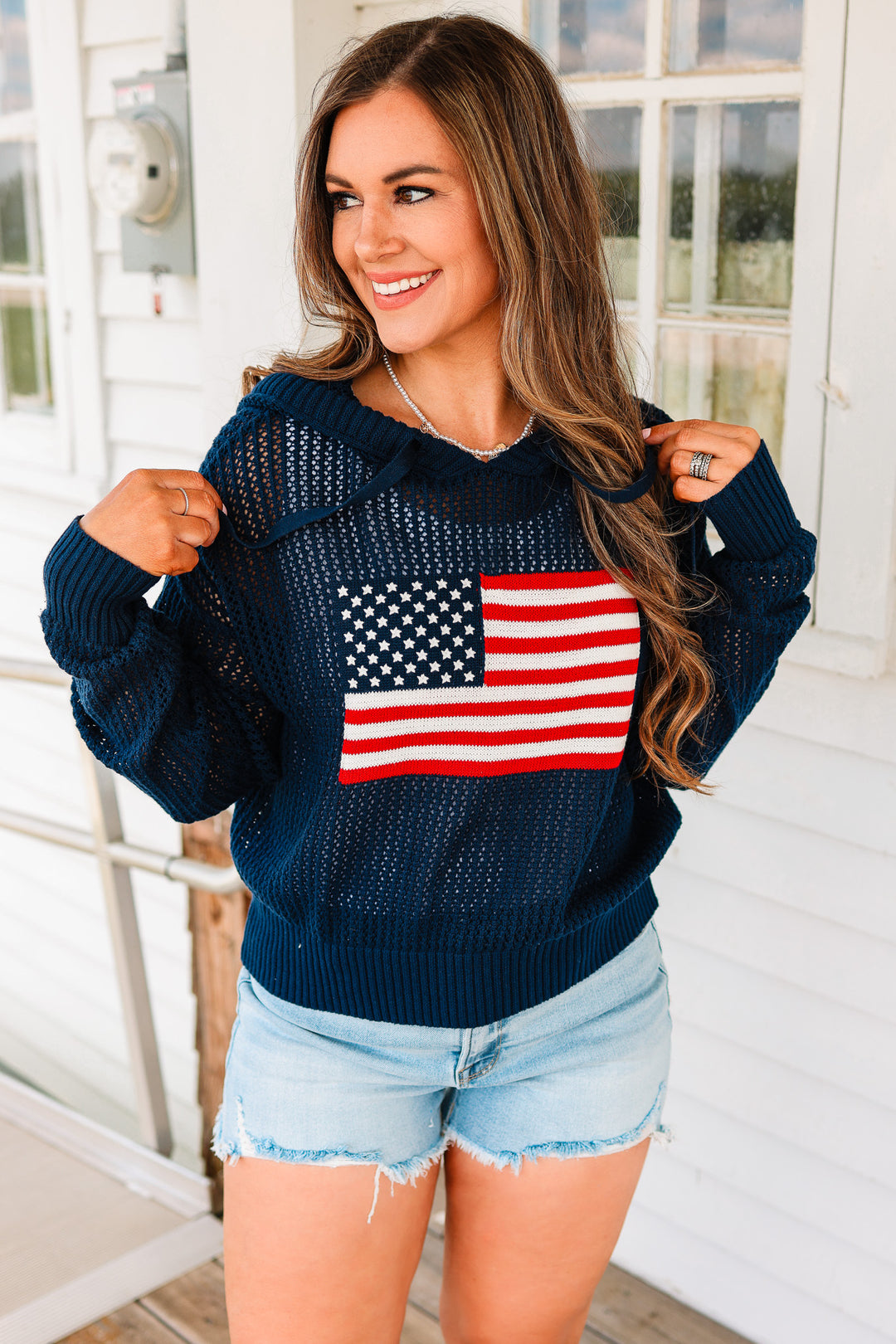 Amerie Hooded Sweater - Navy