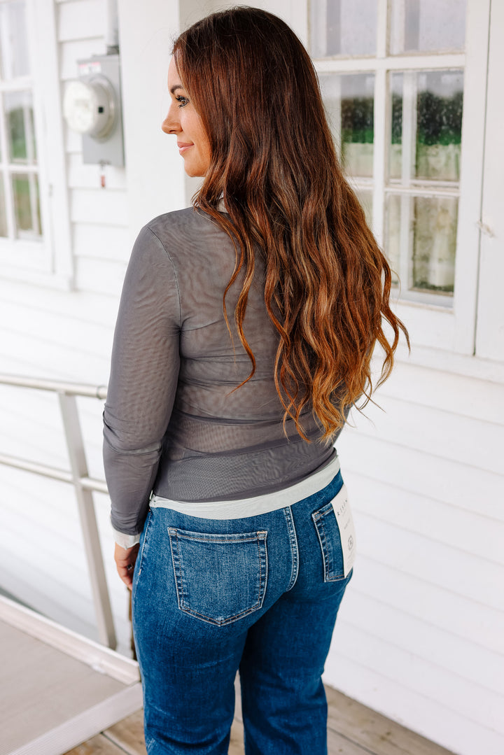 Elisa Double Layer Mesh Top - Slate/Mint