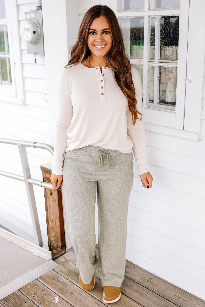 Lizzy Waffle Knit Pants - Olive