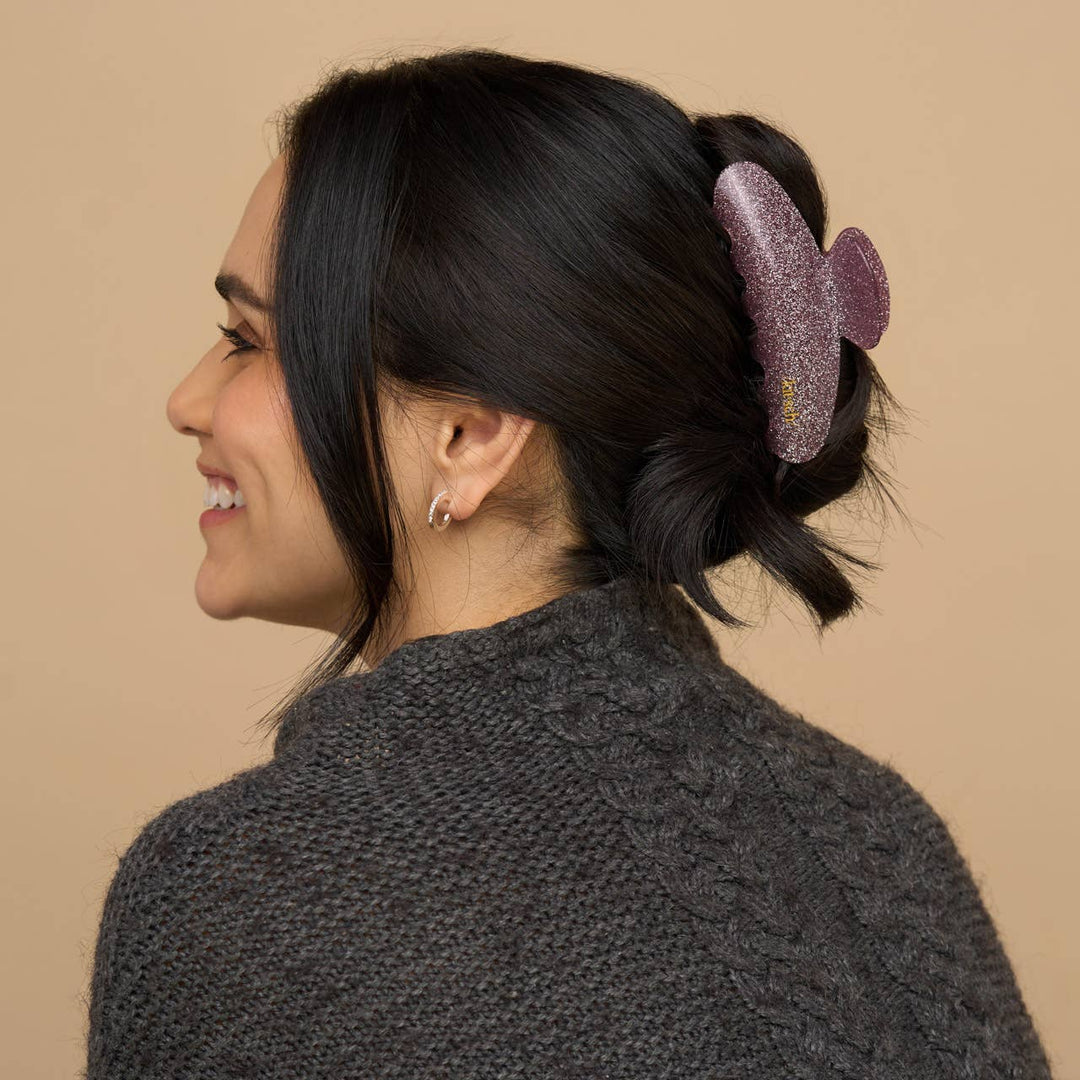 Holiday Pink Glitter Claw Clip