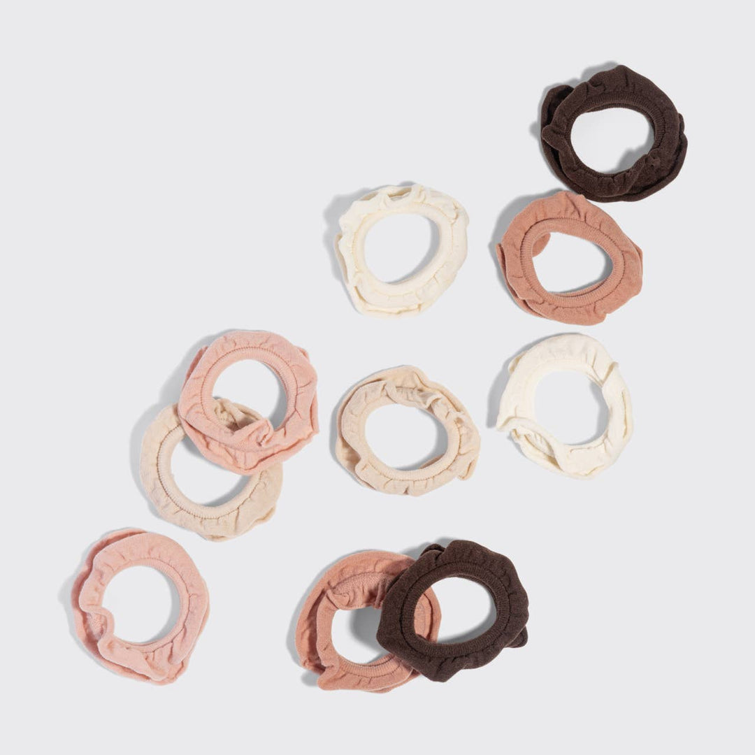 Recycled Fabric Petal Hair Elastics 10pc Set - Blush