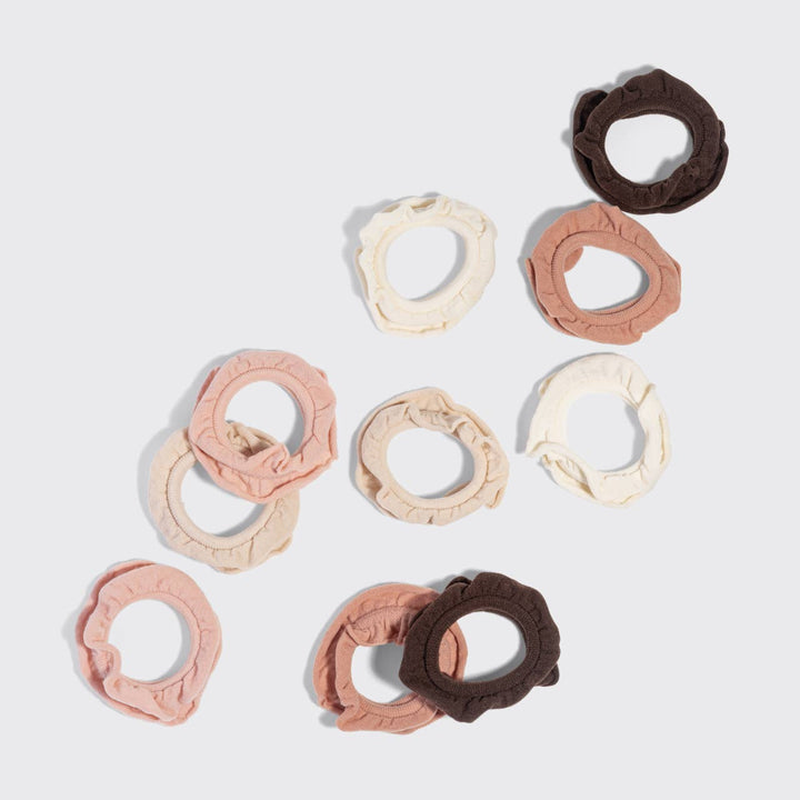 Recycled Fabric Petal Hair Elastics 10pc Set - Blush