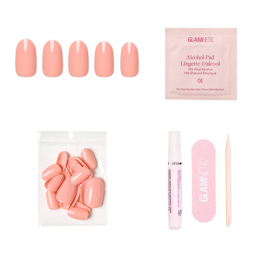 Peach Coral Press-On Nails | Short Round Solid Nail