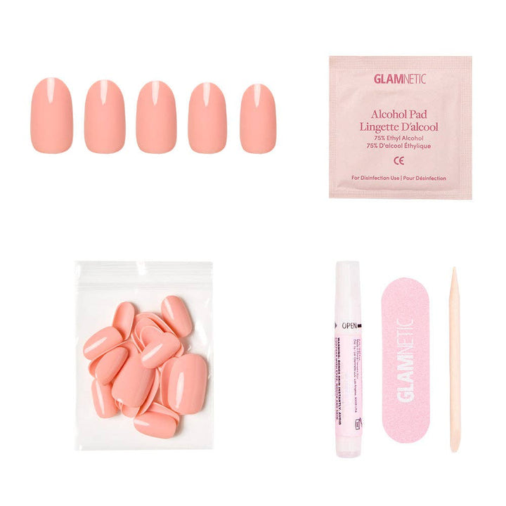 Peach Coral Press-On Nails | Short Round Solid Nail