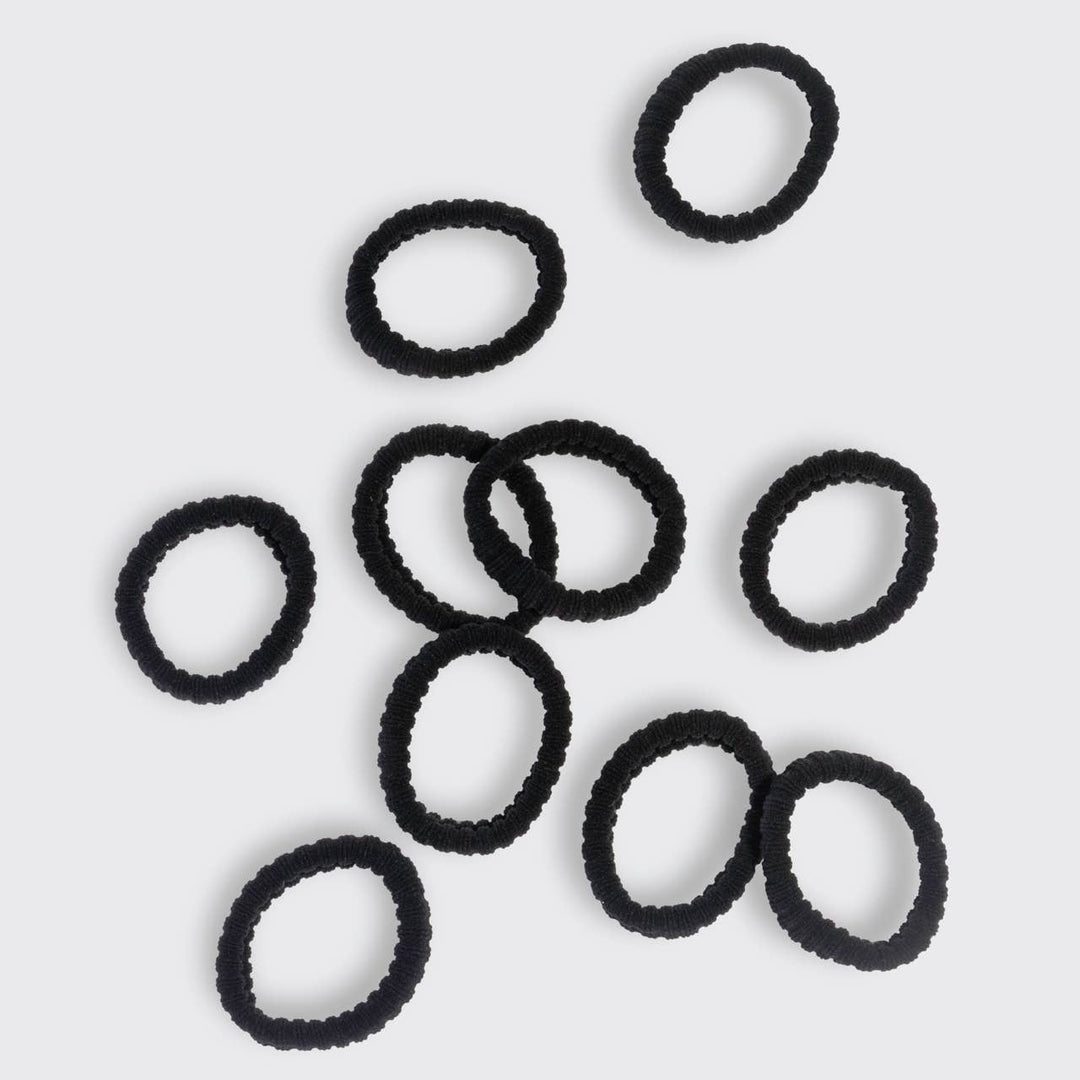 Recycled Fabric Ribbed Hair Elastics 10pc Set - Black
