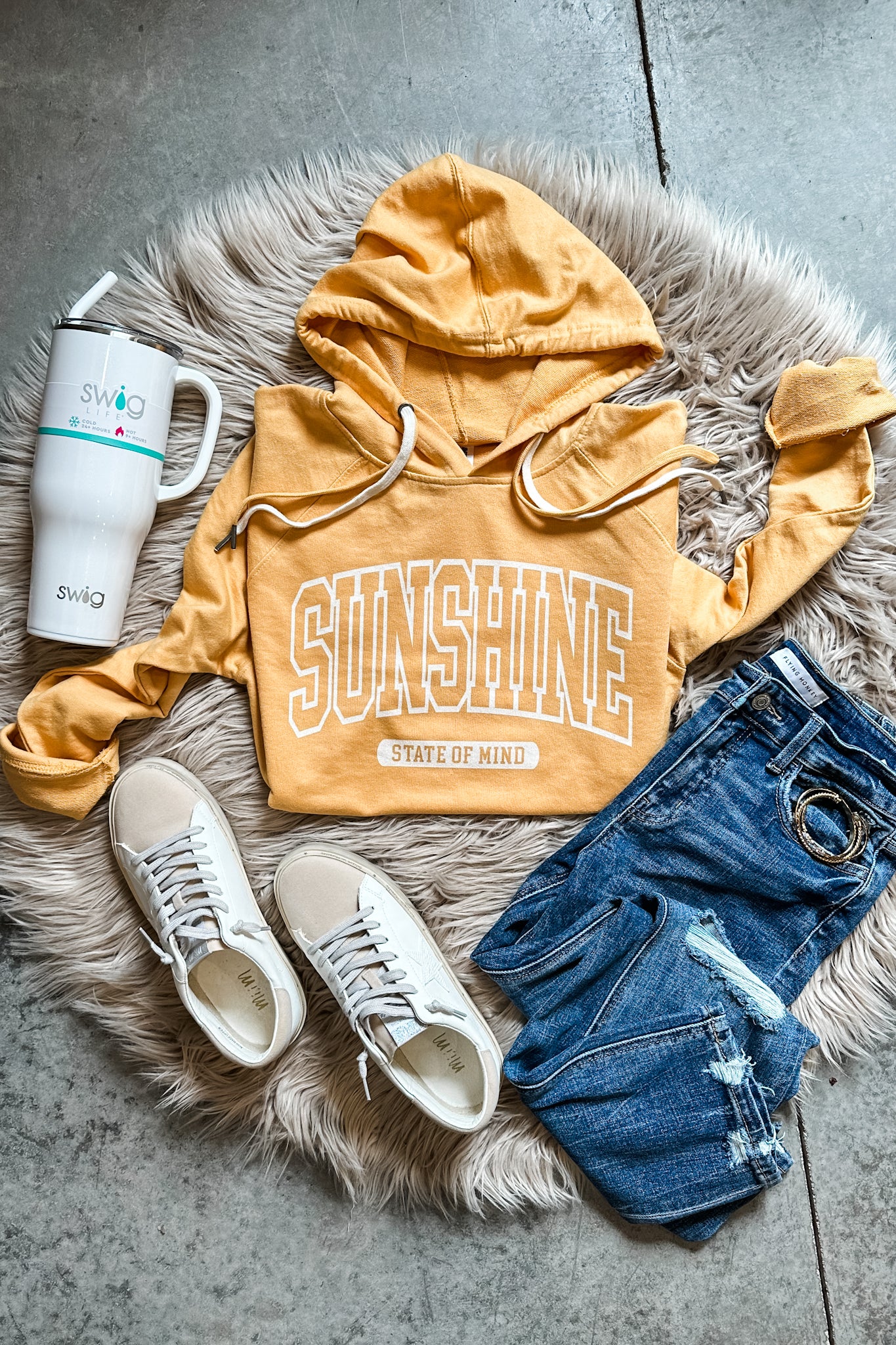 Sunshine State of Mind Double String Hoodie - Harvest Gold