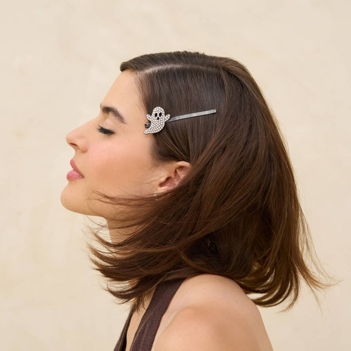 Extra Long Metal Rhinestone Bobby Pins 4pc Set - Ghost