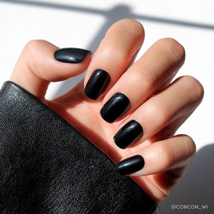 Jet Black Press-On Nails | Short Squoval