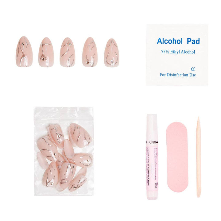 Astro Press-On Nails | 3D Raised Metallic Silver | Short Almond