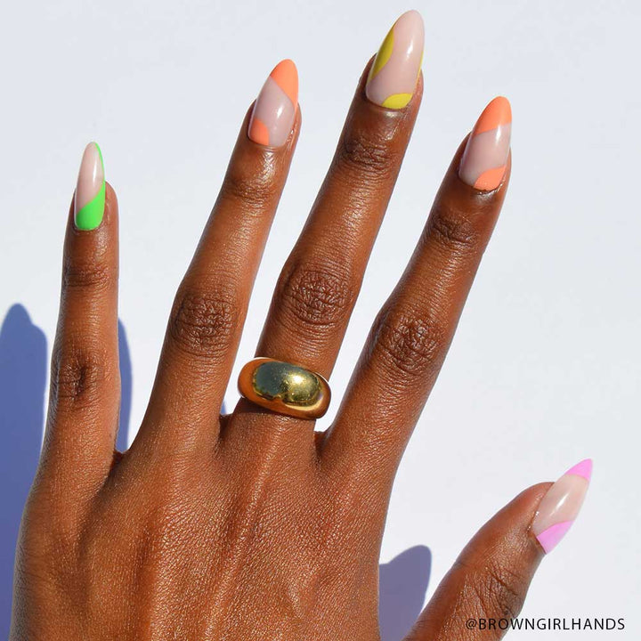 Rainbow Puff Press-On Nails | Medium Almond Multicolor Summer
