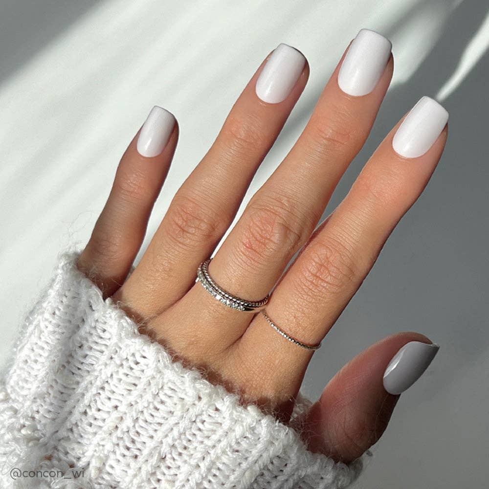 Lilac Gray Press-On Nails | Short Squoval