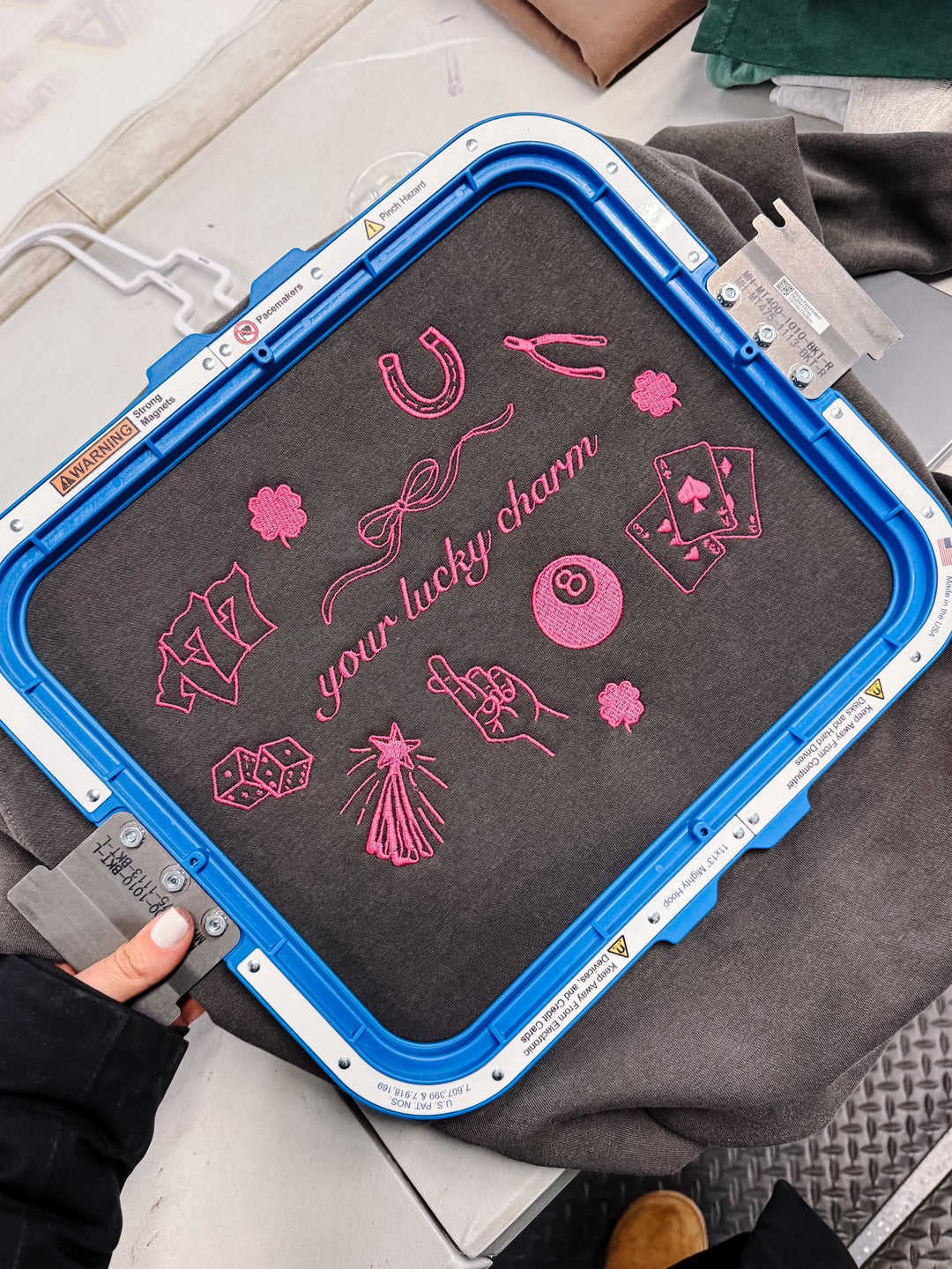 Pink Your Lucky Charm Embroidered Sweatshirt - Pigment Black