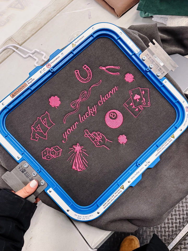 Pink Your Lucky Charm Embroidered Sweatshirt - Pigment Black