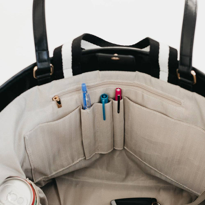 Woven Tiffany Organizer Tote Bag - Black