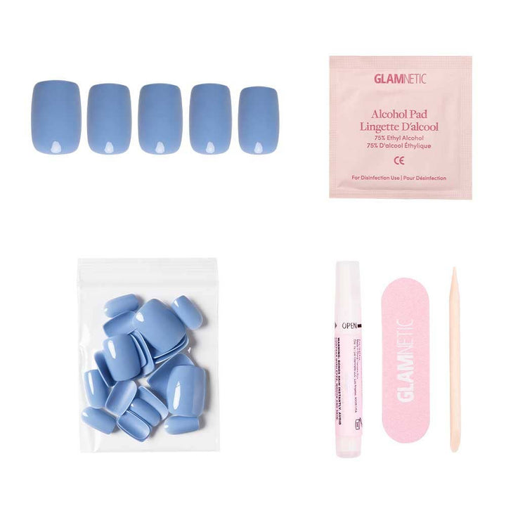 Cashmere Blue Press-On Nails | Short Squoval