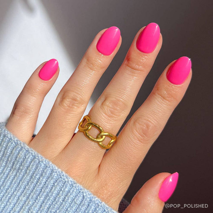 Hot Pink Press-On Nails | Short Oval Length
