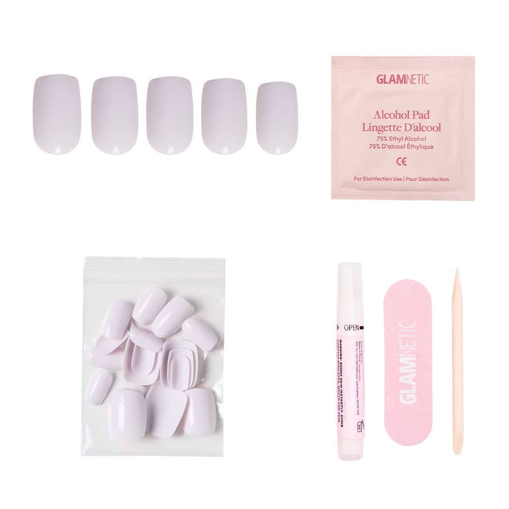 Lilac Gray Press-On Nails | Short Squoval