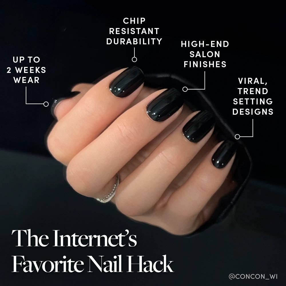 Jet Black Press-On Nails | Short Squoval