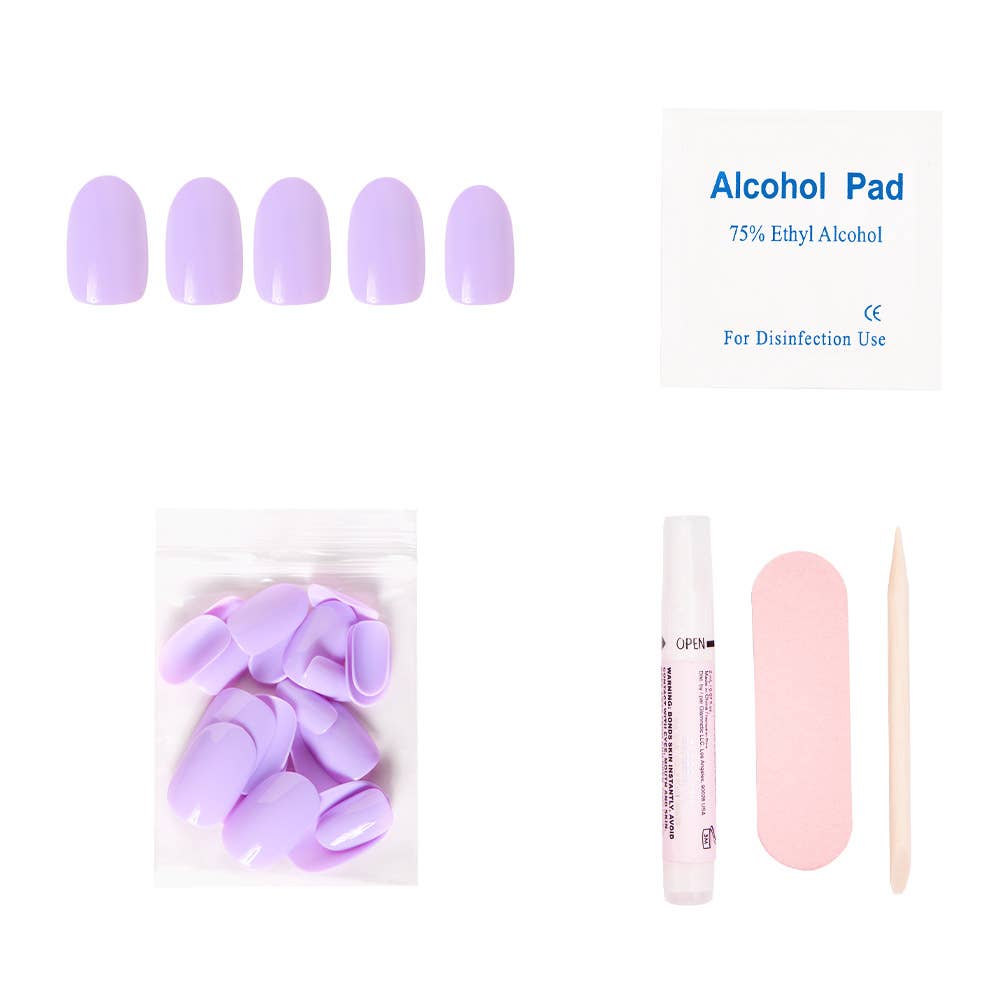 Lilac Press-On Nails | Short Round Shape
