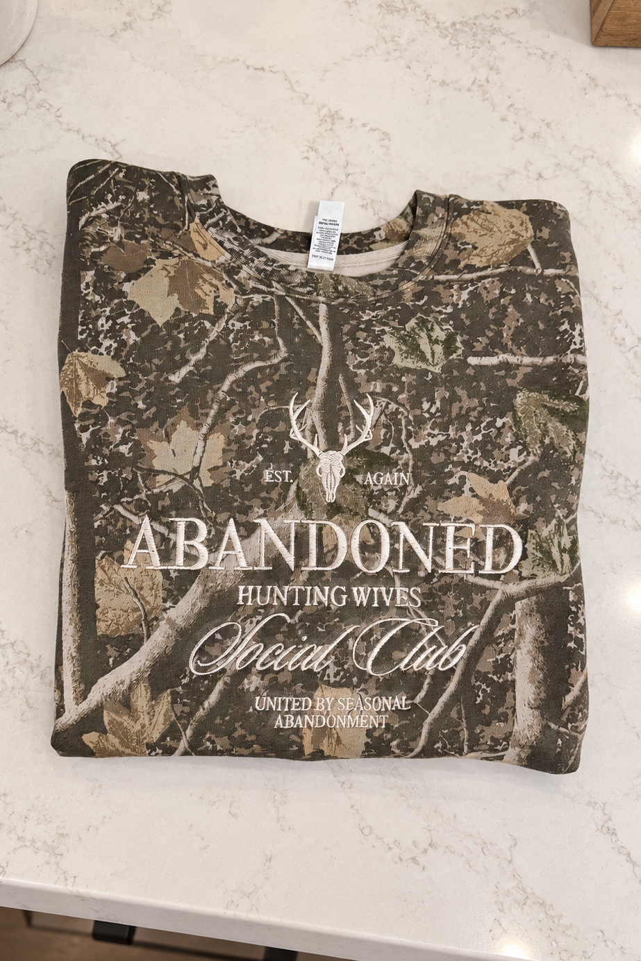 Hunting Wives Social Club Embroidered Camo Crewneck - Deadwood
