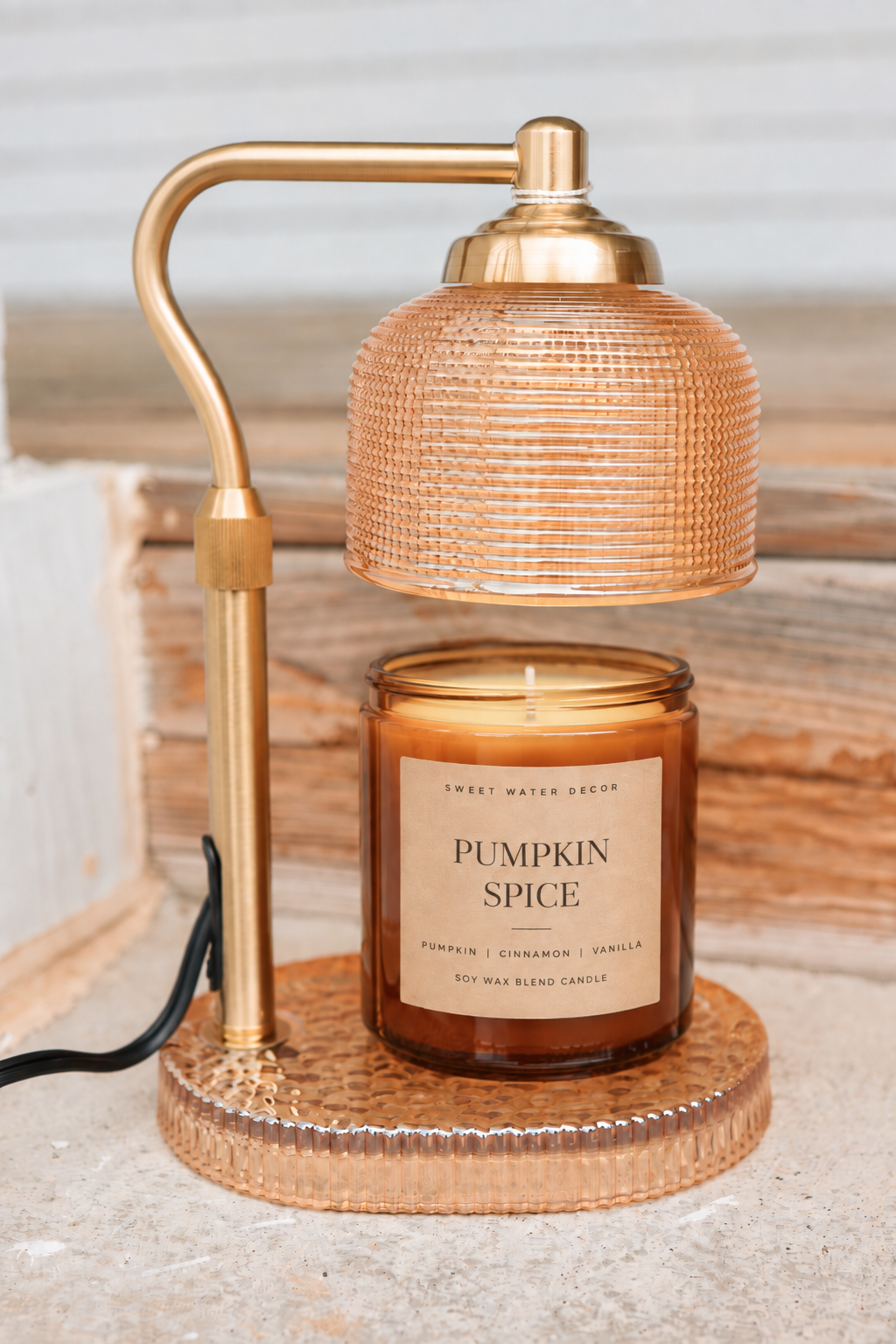 Candle Lamp Warmer - Amber Glass