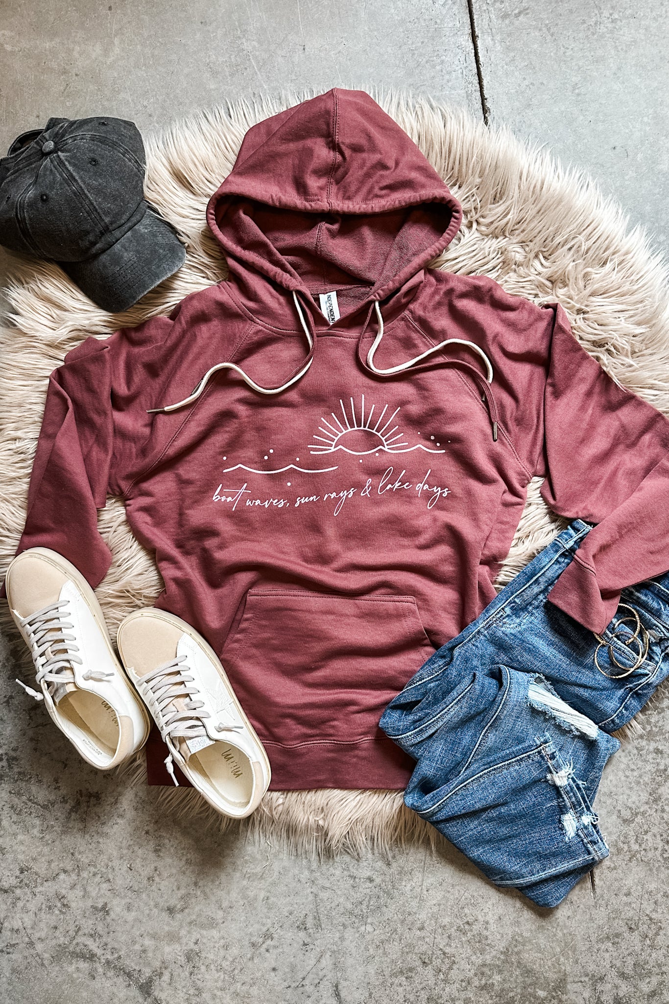 Lake Days Double String Hoodie - Port
