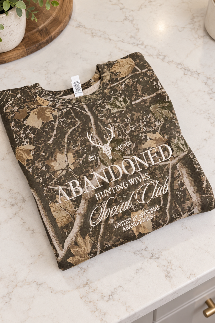 Hunting Wives Social Club Embroidered Camo Crewneck - Deadwood