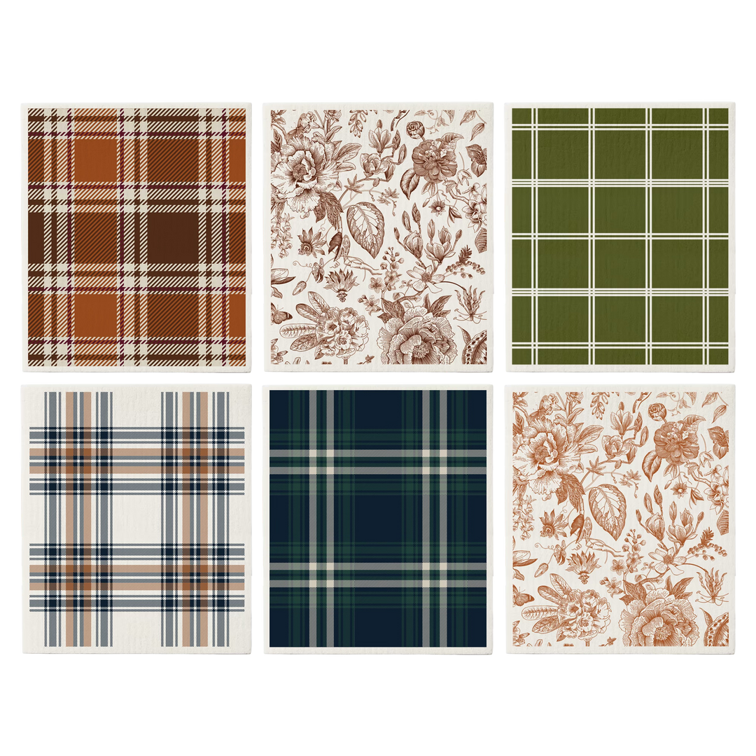 Fall Pattern Swedish Dishcloths - Set of 6
