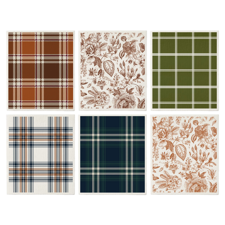 Fall Pattern Swedish Dishcloths - Set of 6
