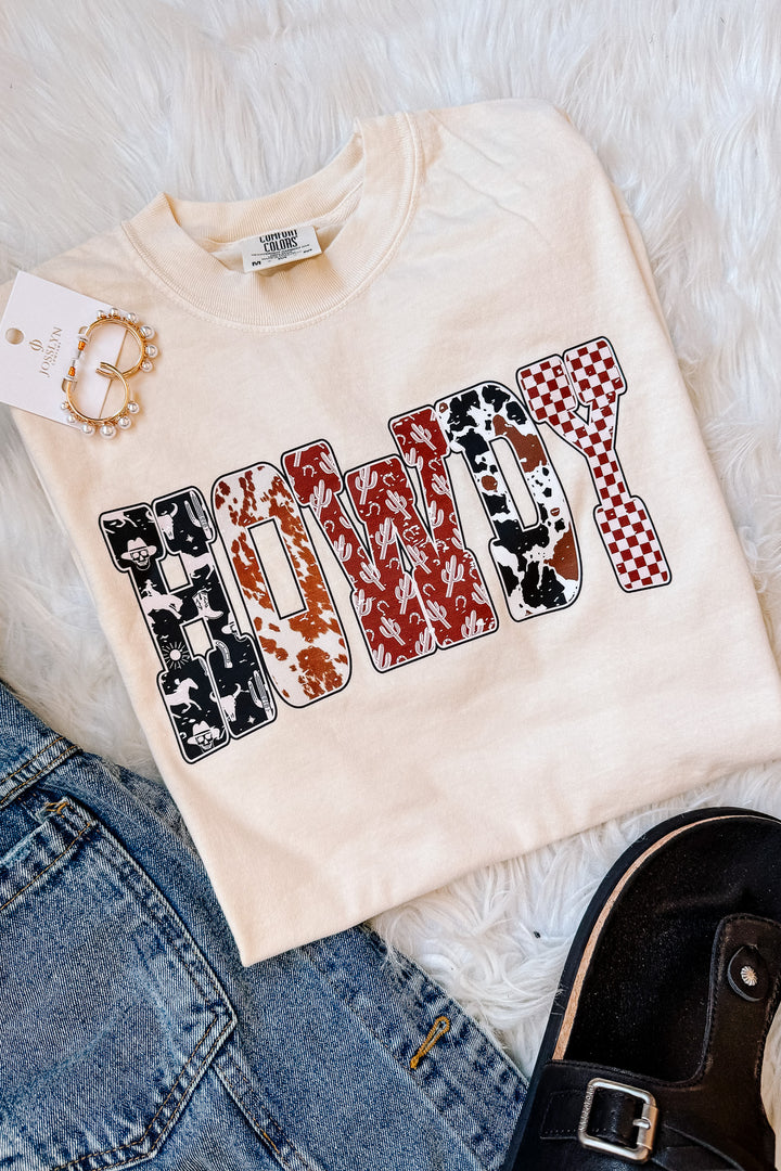 HOWDY Print Pattern Graphic Tee - Ivory