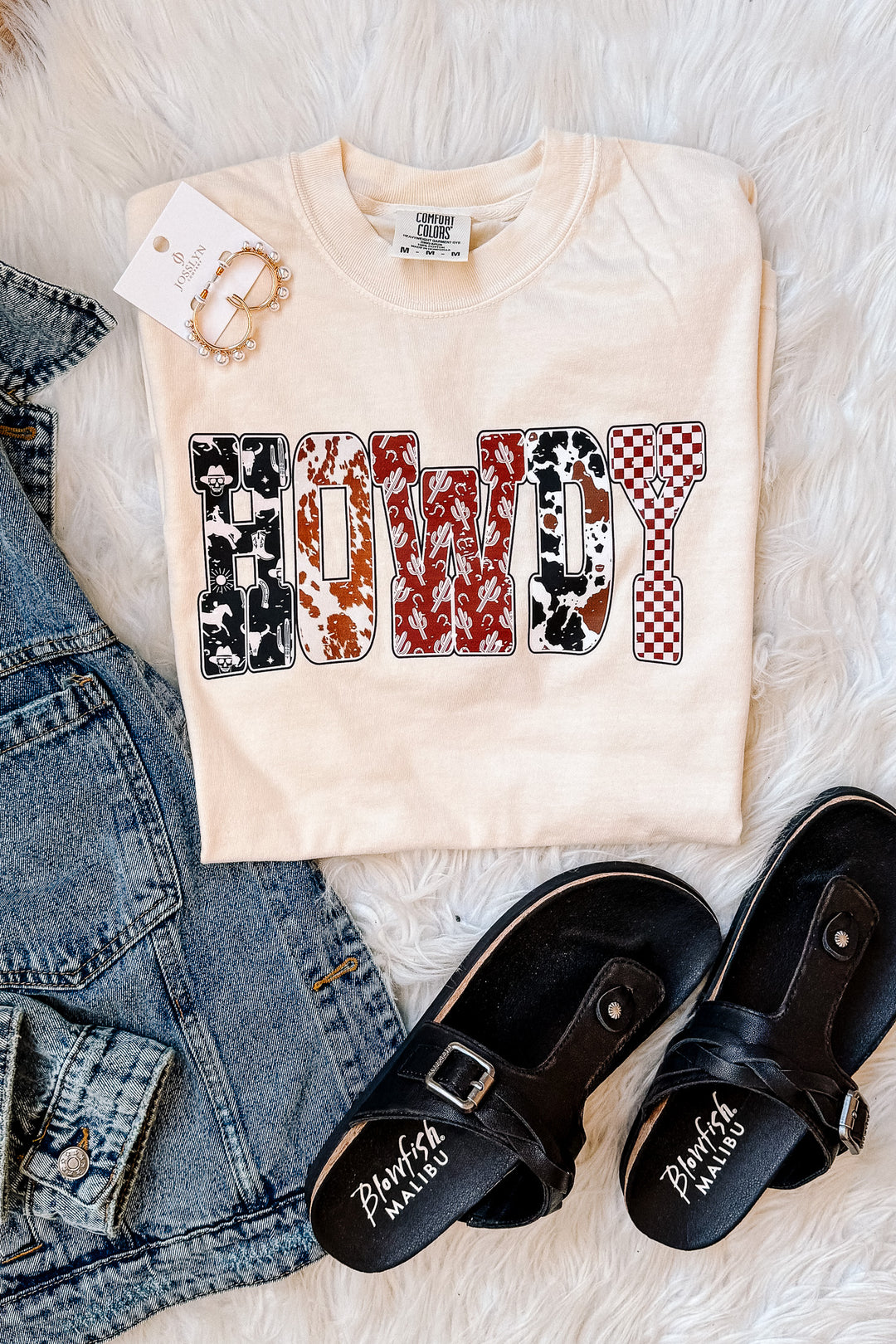 HOWDY Print Pattern Graphic Tee - Ivory