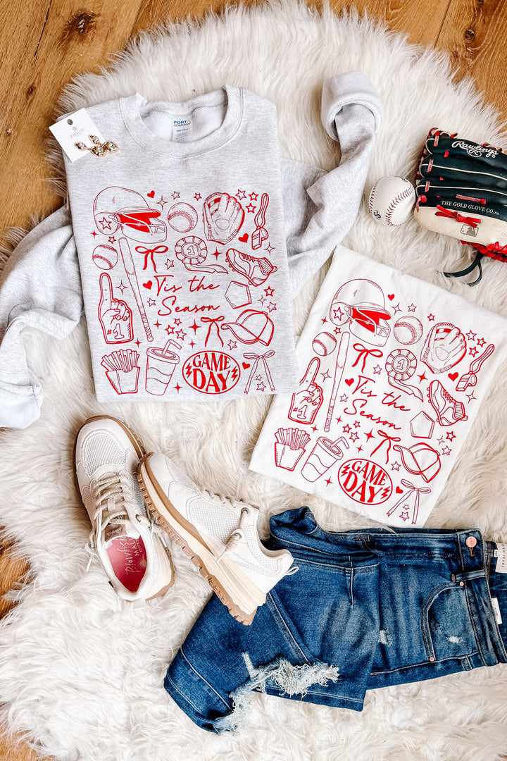 Red Baseball Doodles Graphic - Multiple Styles