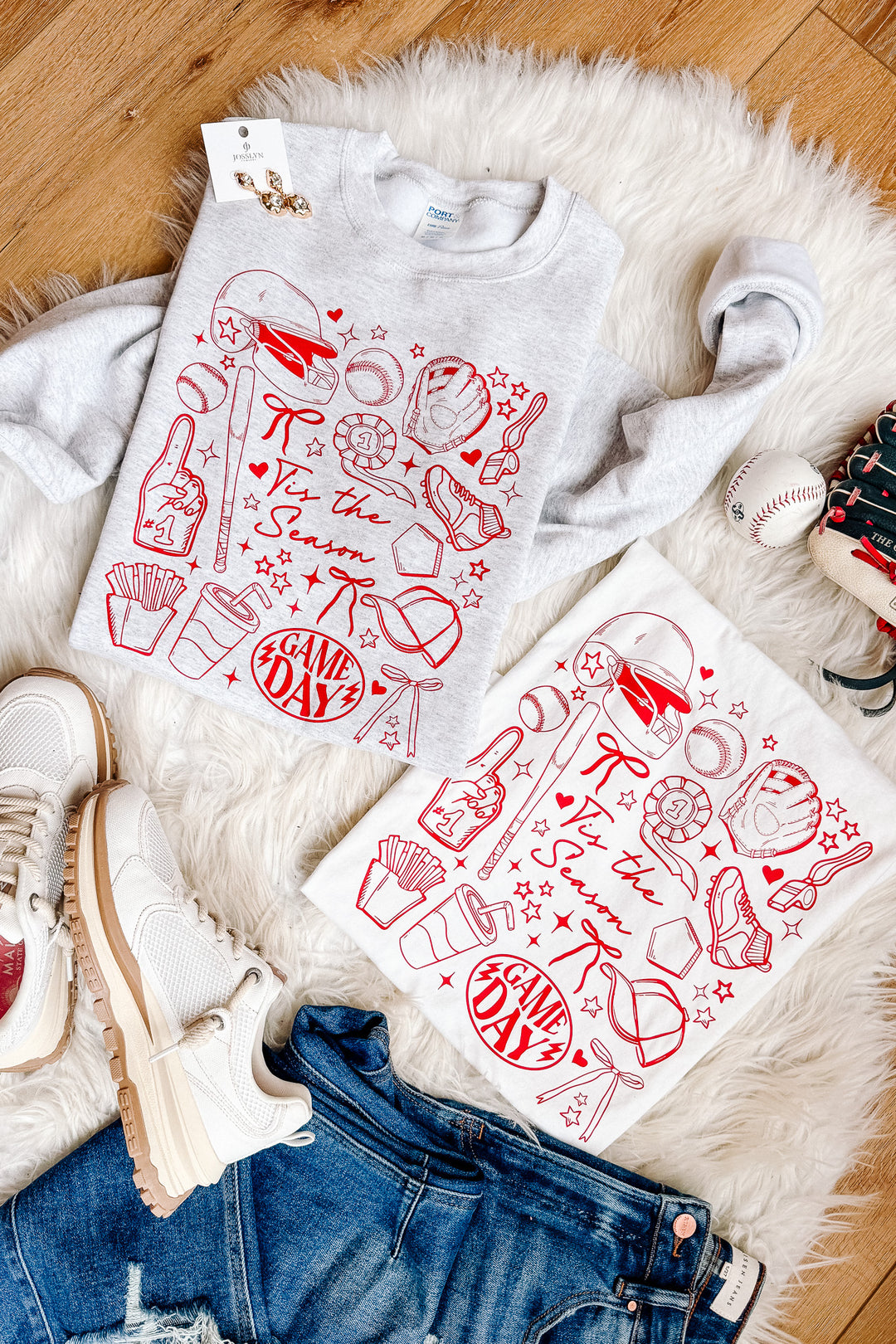 Red Baseball Doodles Graphic - Multiple Styles