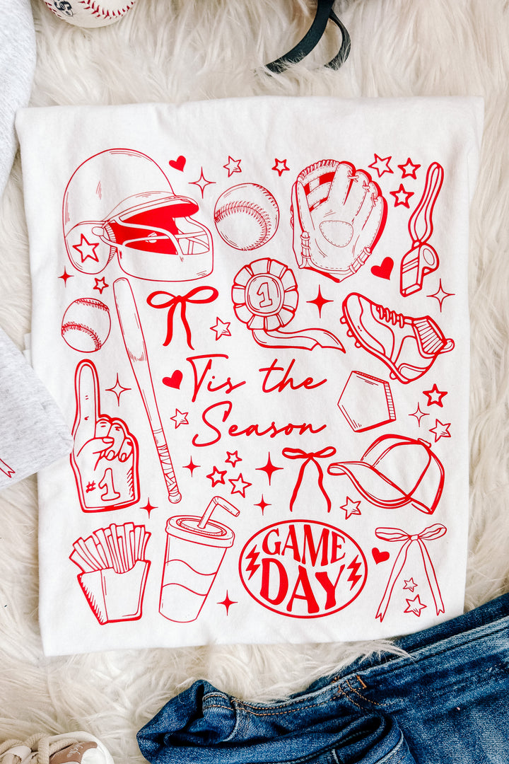 Red Baseball Doodles Graphic - Multiple Styles