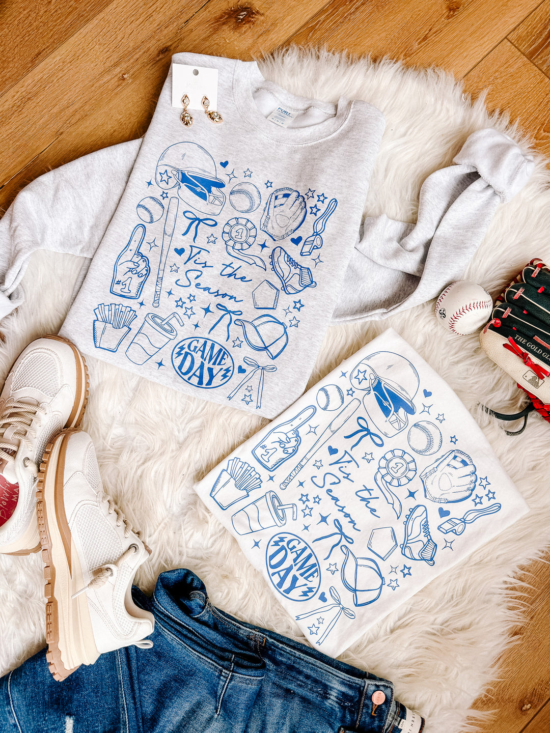 Blue Baseball Doodles Graphic - Multiple Styles